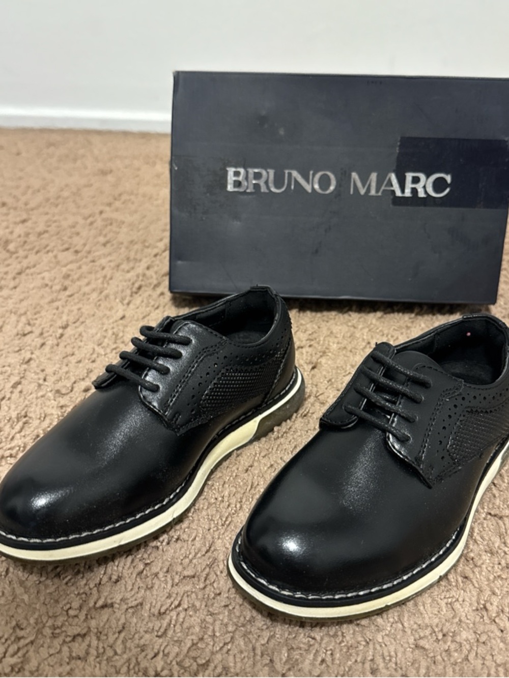 Bruno Marc Kids Black Lace-Up Derby Shoes